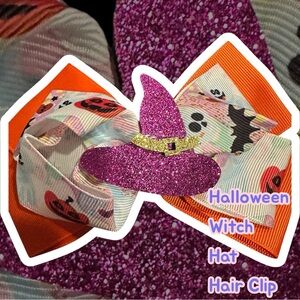 Glittery Purple Witch Hat Hair Clip